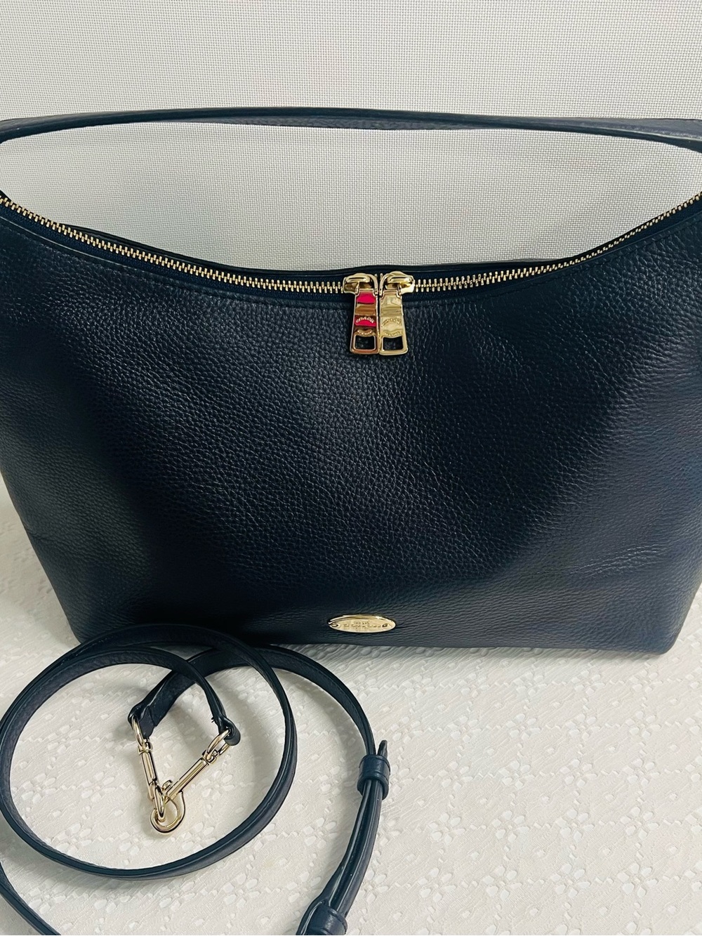 Coach F36628 East West Celeste NAVY BLUE Leather Convertible Crossbody Hobo Bag - Picture 3 of 15